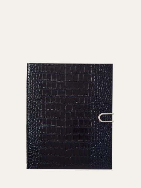 Smythson Portobello 2026 Weekly Vertical Agenda in Mara Croc-Embossed Leather