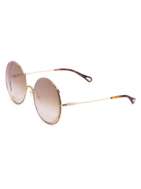Chloé Women's 61MM Metal Round Sunglasses - Gold