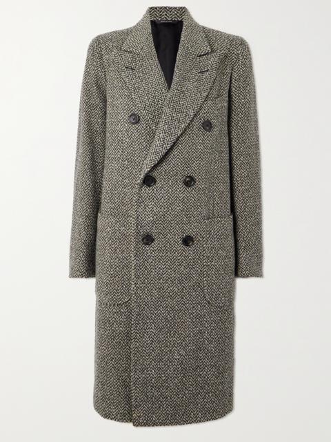 Loro Piana Herwin Double-breasted Herringbone Linen And Cashmere-blend Coat