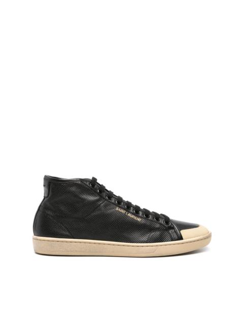 leather mid-top sneakers