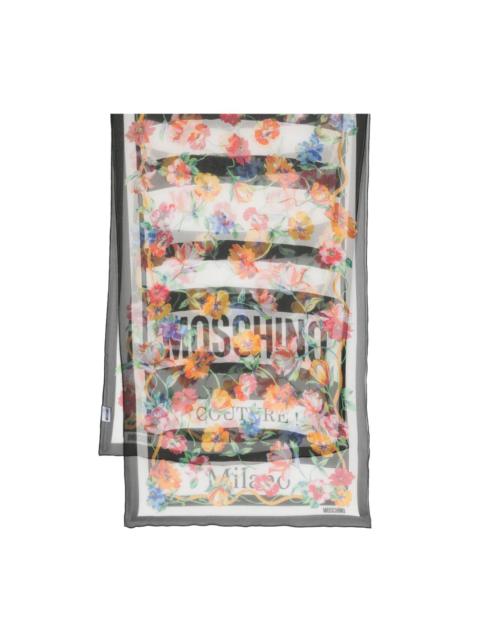 Moschino floral-print striped scarf