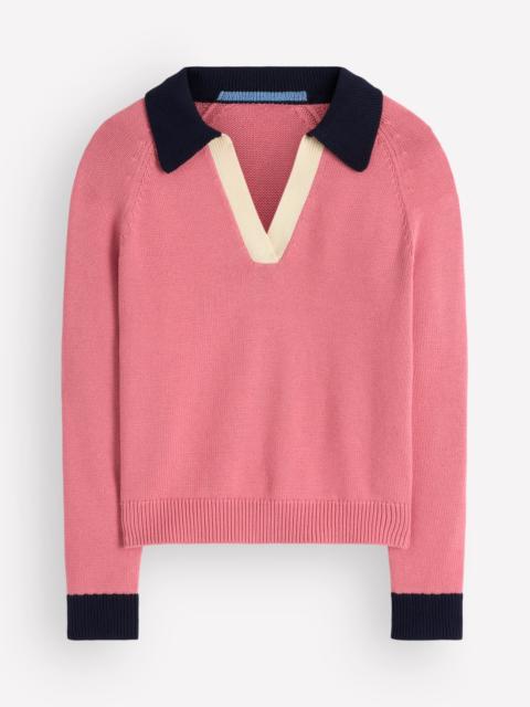 BODEN Lucy Cotton Henley Sweater-Forminca Pink