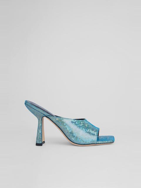 BY FAR Zaya Disco Blue Hologram Leather