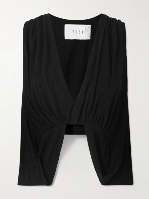 ESSE Studios Solina cape-effect draped satin-jersey top Black