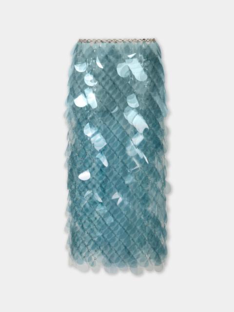 rabanne HAND ASSEMBLED MIDI SKIRT IN BLUE LAYERED BILICS