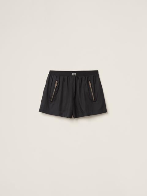 Technical silk shorts with printed logo