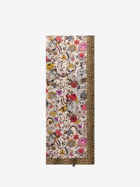 Roberto Cavalli Silk Stole with Florentine Flowers Print