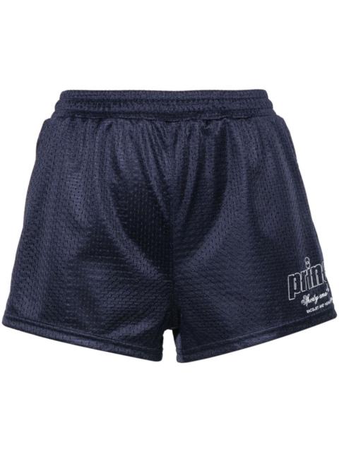 Sporty & Rich logo-printed mesh mini shorts