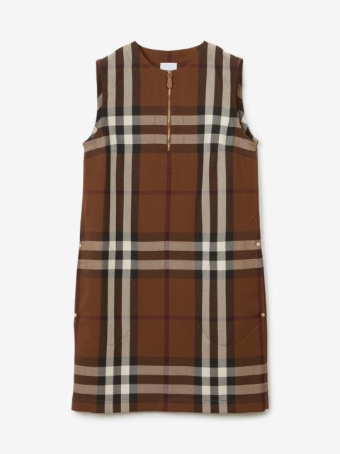 Sleeveless Check Wool Cotton Jacquard Dress