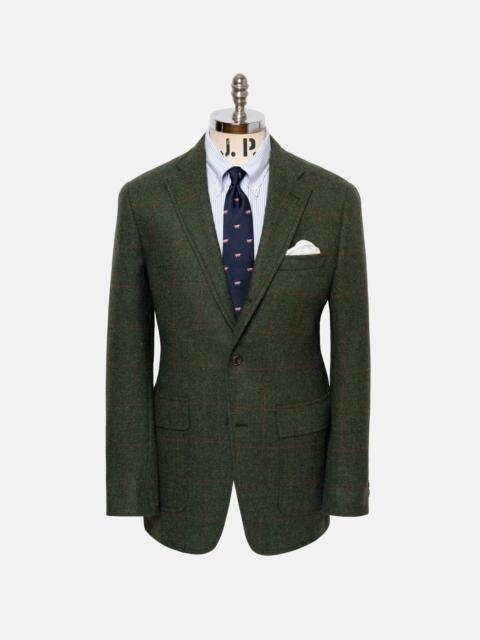 J. PRESS MADE-IN-USA OLIVE WINDOWPANE CHEVIOT TWEED SPORT COAT