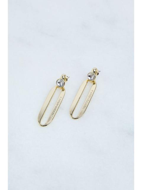 KAREN MILLEN Hand Set European Crystal Ellipse Drop Earrings