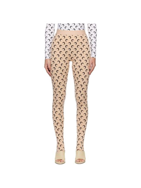 Marine Serre Beige Recycled Moon Jersey Stirrup Leggings