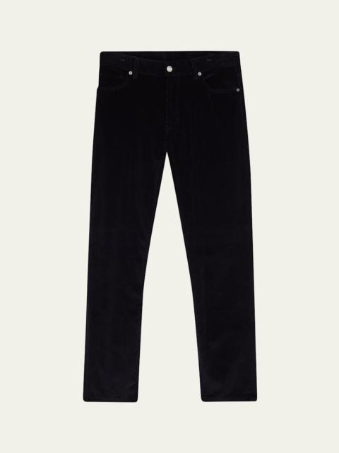 ZEGNA Men's Dark Gray Corduroy Straight-Leg Jeans