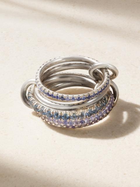 Spinelli Kilcollin Iris Set Of Four Sterling Silver Multi-stone Rings