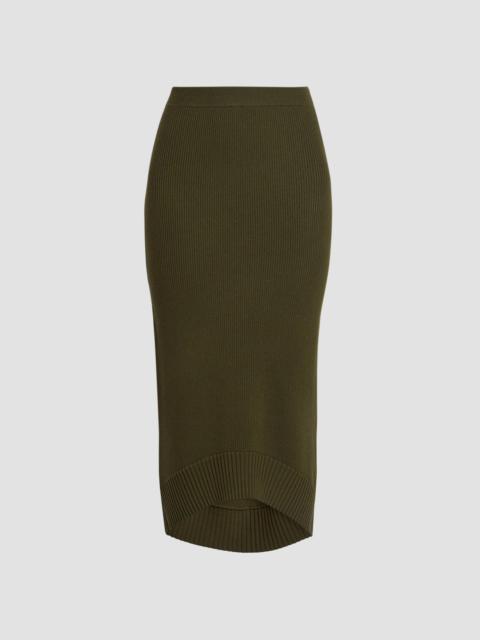 Victoria Beckham Women's Wool-Blend Ribbed High-Low Midi Skirt - Marsh Green