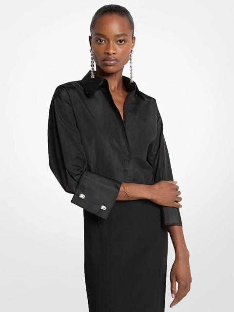 MICHAEL KORS COLLECTION Frayed Trim Silk Taffeta Shirt