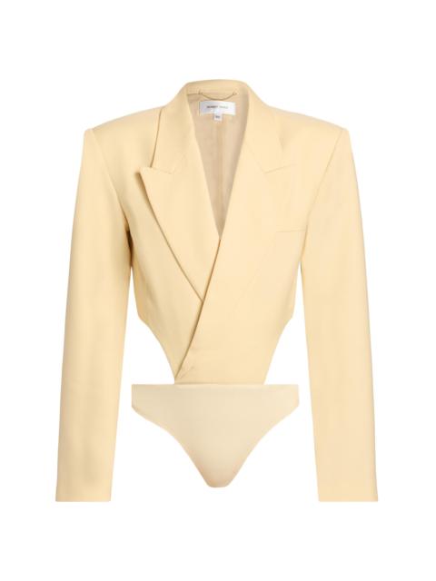 RONNY KOBO Women's Florina Wool-Blend Blazer Bodysuit - Banana