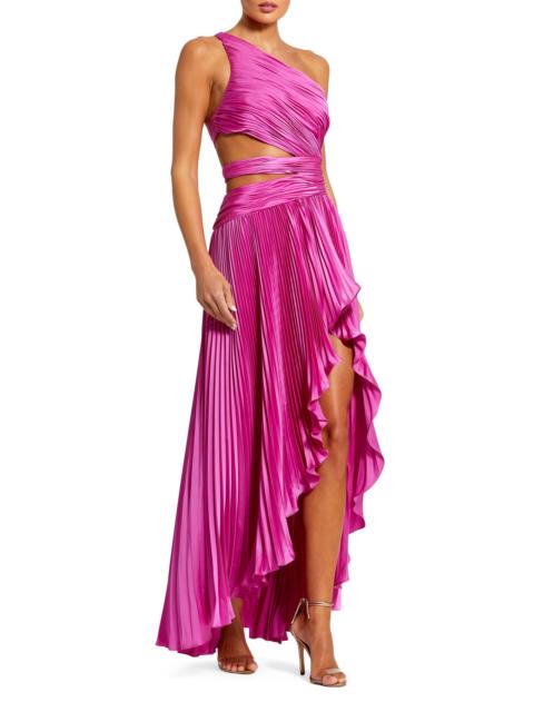 MAC DUGGAL Women's One-Shoulder Pleated Asymmetrical Gown - Fuchsia