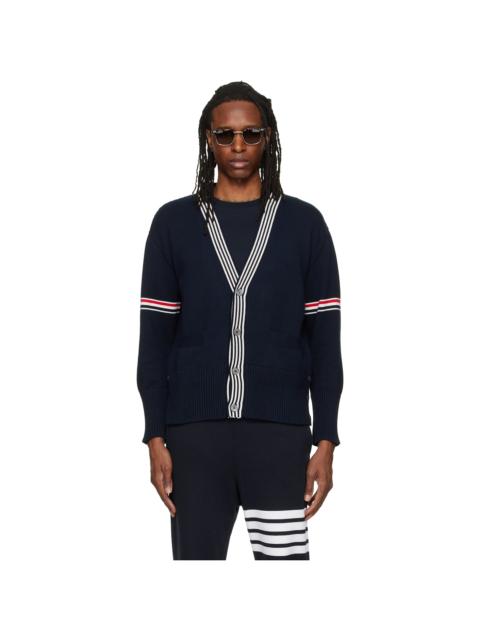 Thom Browne Navy RWB Armband Lobster Jersey Cardigan