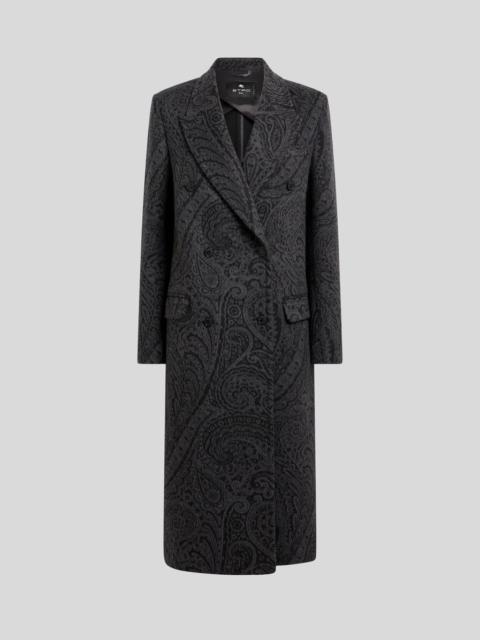Etro DOUBLE-BREASTED WOOL JACQUARD COAT WITH PAISLEY MOTIF