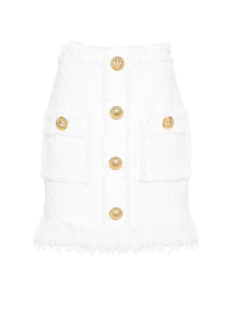 high-waist tweed miniskirt