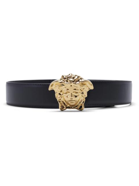 VERSACE Versace Palazzo Belt with Medusa Buckle Gold-tone Black