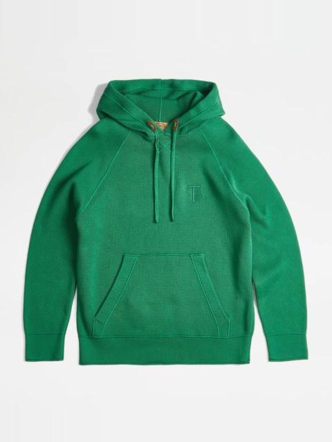 Tod's SWEATSHIRT-STYLE JUMPER IN COTTON - GREEN