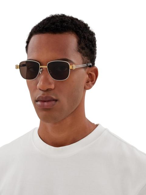 Bottega Veneta Men's Bolt 51MM Square Sunglasses - Silver Gold Brown