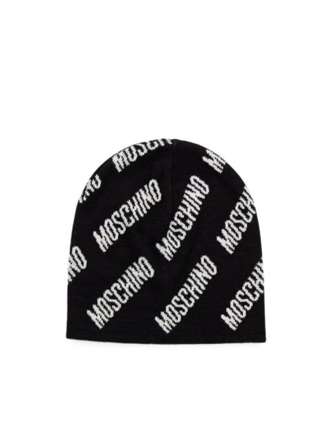 Moschino logo-intarsia beanie hat