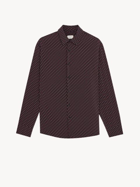 SAINT LAURENT SHIRT IN SILK WITH CASSANDRE ALL OVER
