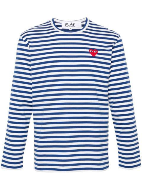 Comme des Garçons PLAY heart-patch striped cotton T-shirt