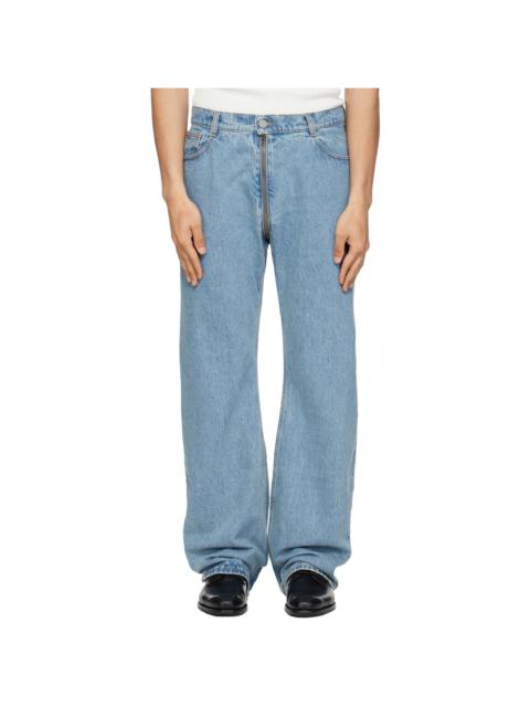 VETEMENTS Blue Allover Zip O-Leg Jeans