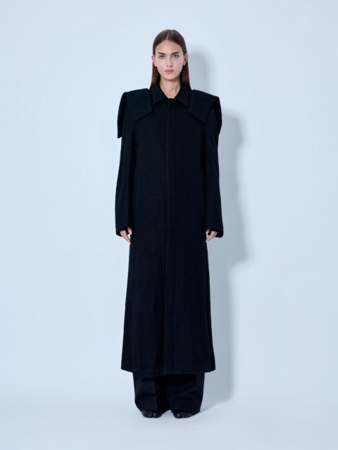 Yohji Yamamoto Shrink Serge Paneled Shoulder Long Coat
