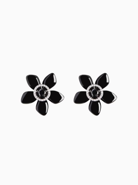 GIORGIO ARMANI 18K WHITE-GOLD, DIAMOND-AND-ONYX SÌ EARRINGS