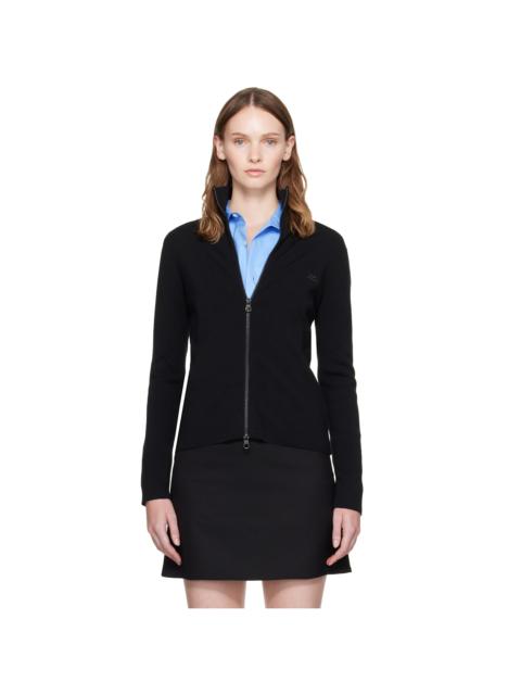 courrèges Black Zipped Merino Wool Cardigan