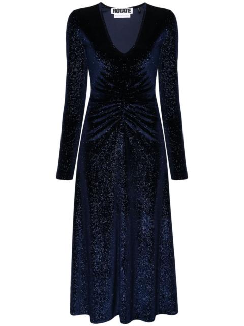 ROTATE rhinestone-embellished ruched midi dress