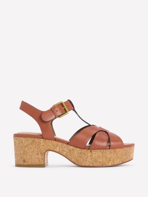 BODEN T-bar Wedge Sandals-Tan