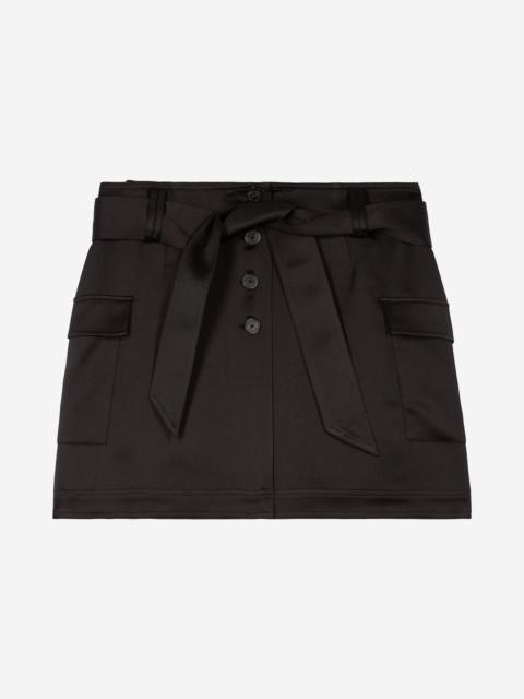 The Kooples SHORT BLACK SATIN SKIRT