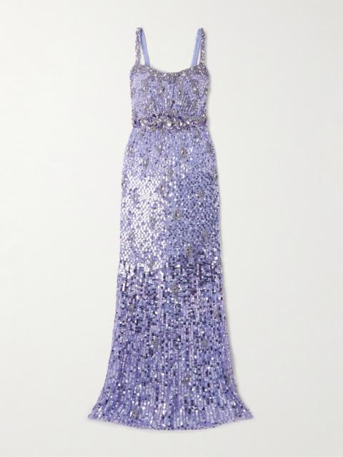 JENNY PACKHAM Zodiac Crystal And Sequin-embellished Tulle Gown