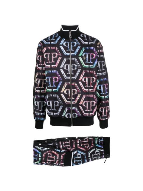 logo-print stretch-cotton tracksuit