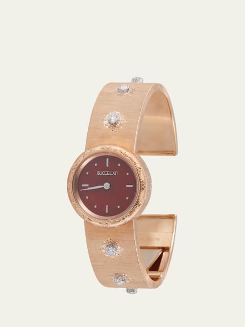 Buccellati Macri 18K Yellow Gold Diamond and Agate Watch