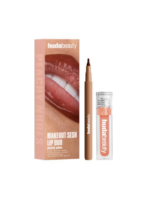 Huda Beauty Makeout Sesh Lip Duo Peachy Nudes