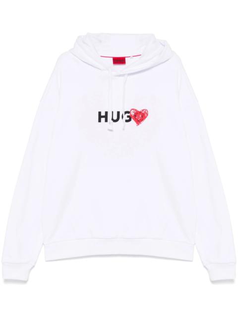 HUGO Heart-print Cotton Hoodie