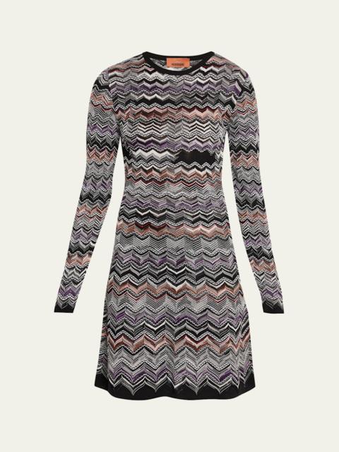 Missoni Zigzag Long-Sleeve Mini Dress
