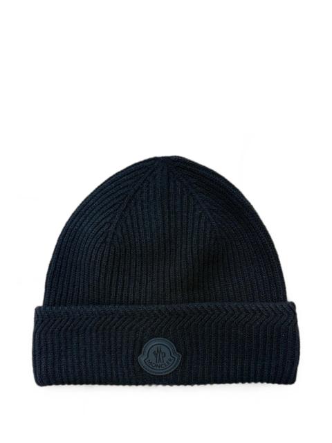 Moncler Moncler Logo-patch Ribbed Beanie Hat