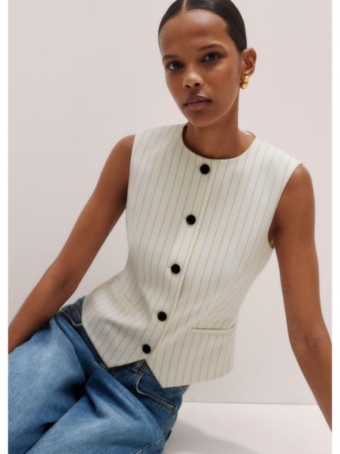 ME+EM Round Neck Pinstripe Tailored Vest