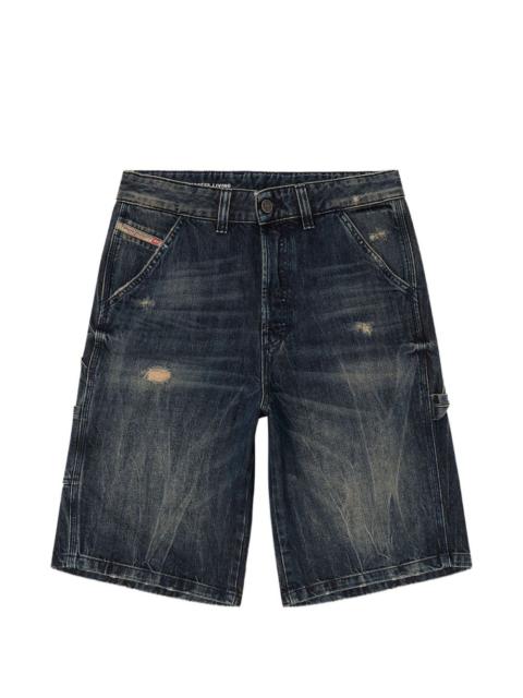 Diesel button-fastening denim cargo shorts