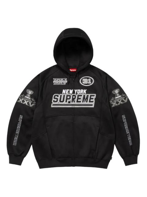Supreme logo-patch zip-fastening hoodie