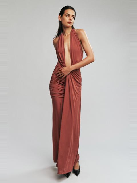 BARDOT Ines Halter Neck Maxi Dress In Rust