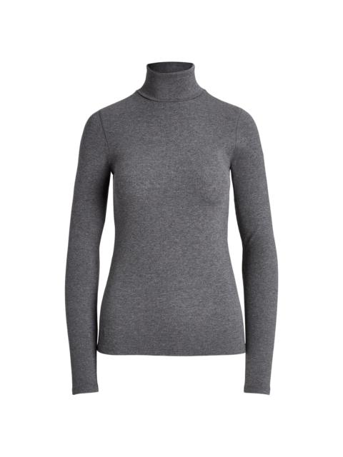 Polo Ralph Lauren Women's Stretch Rib-Knit Turtleneck Sweater - Medium Flannel Heather